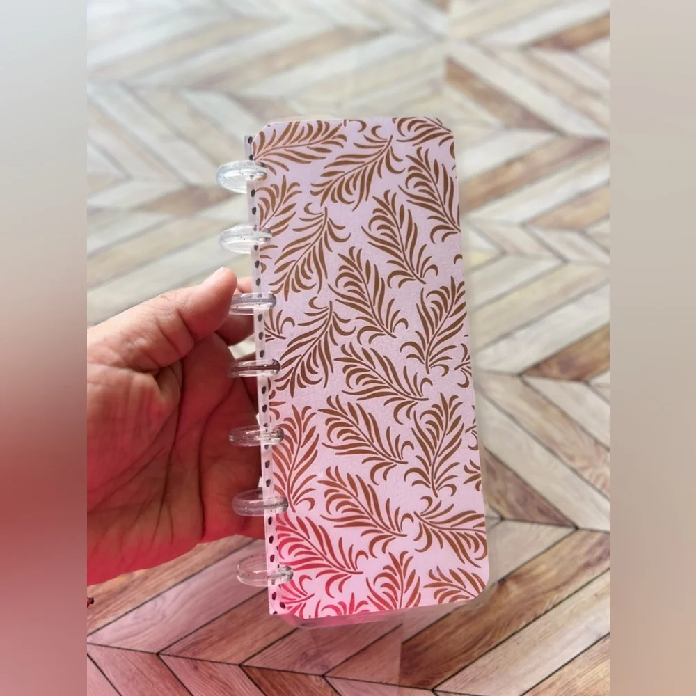 Happy planner skinny mini size undated Rose gold leaves